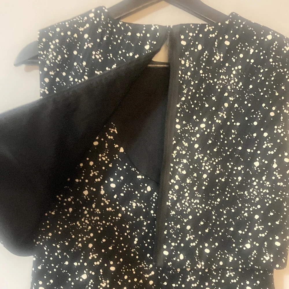 Kate Spade shift dress. Black with white polka dot splatter design. - Picture 5 of 7